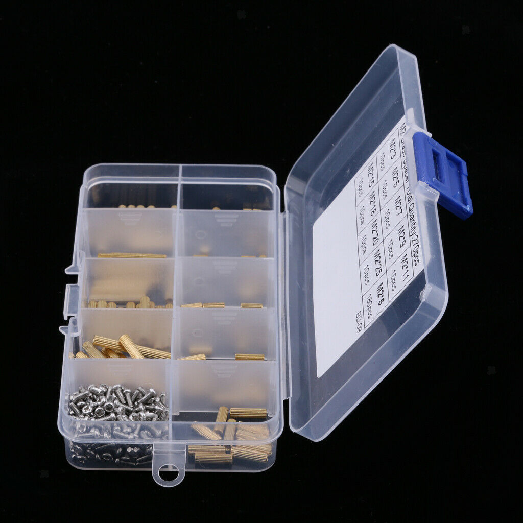270Pcs M2 3-25mm Male to Female Brass PCB Standoff Screw Nut Assortment Set