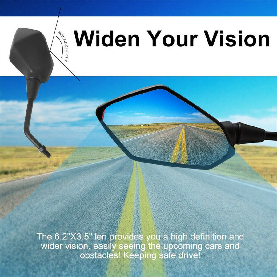 2PCS Bicycle ATV UTV 360 rotated Rearview Dual Side Mirrors 10mm Black Universal
