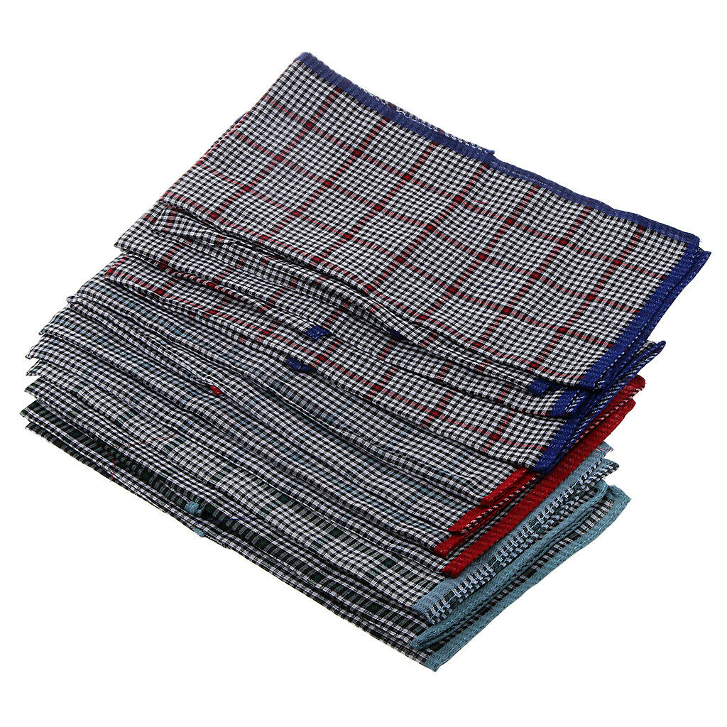 24 Packs Classic Plaid Handkerchiefs Kerchief Pocket Square Hankie Assorted