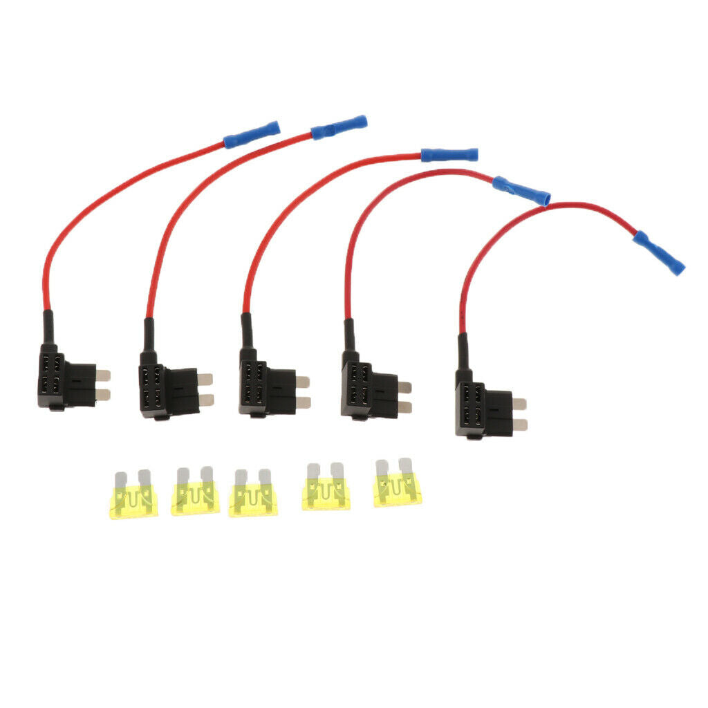 5 Pack Inline Holder 16AWG Wiring Harness ATC/ATO 20AMP Blade Automotive Fuse