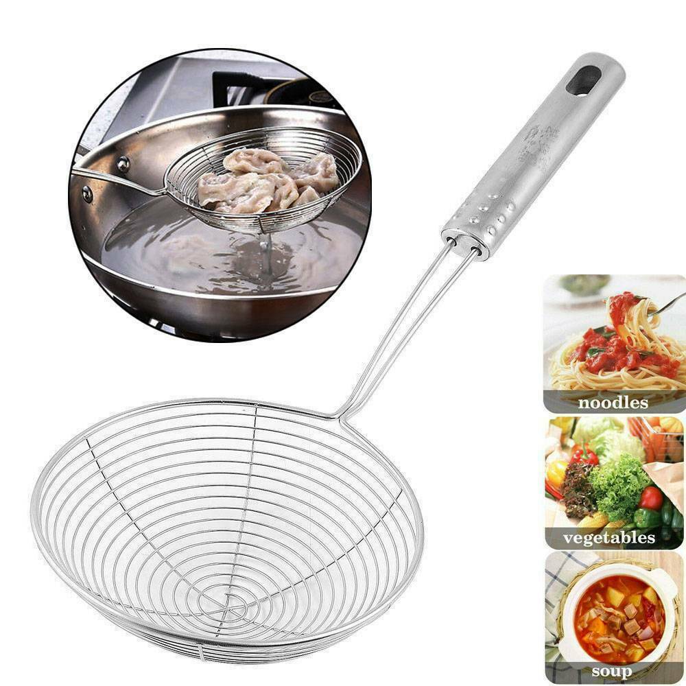 Stainless Steel Solid Spider Strainer Skimmer Ladle With Handle Kitchen Tool~