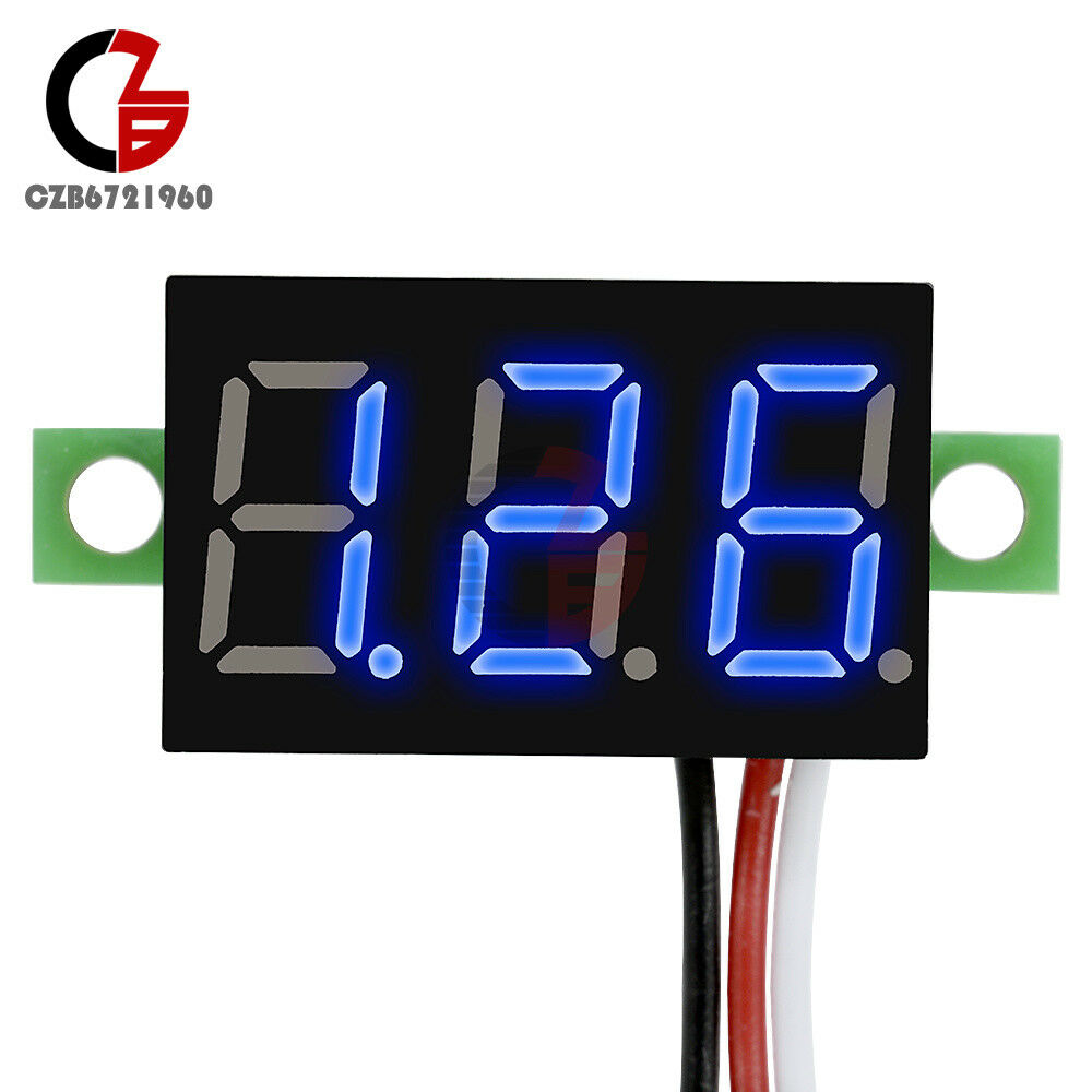 Blue 0-30V 0.36 inch 3 Wires LED Panel Voltage Meter 3-Digital Display Voltmeter
