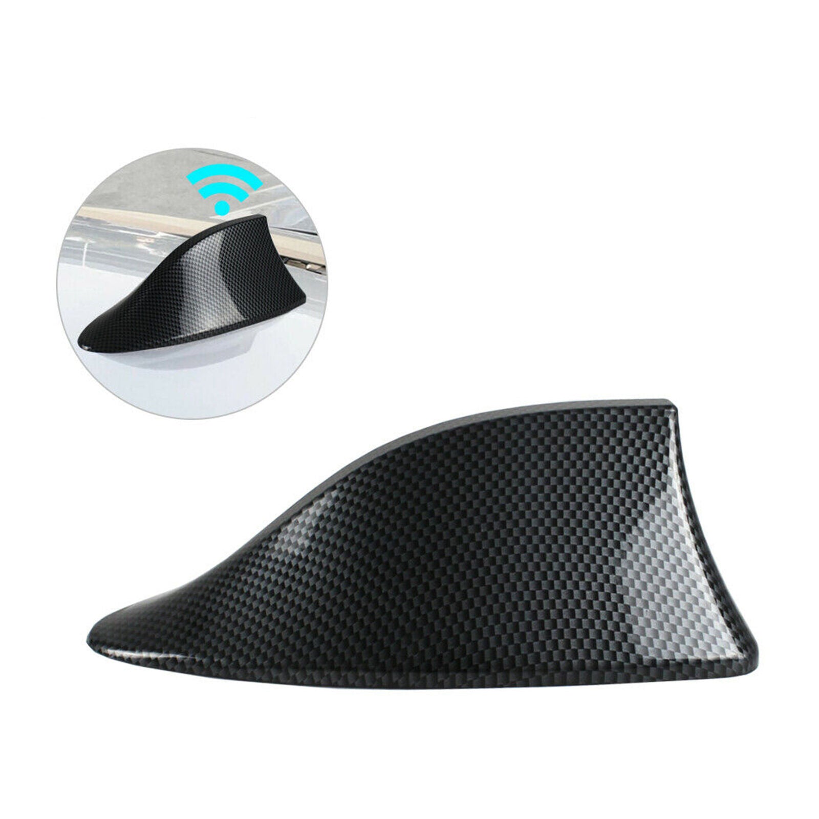 1x Carbon Fiber Car Roof FM AM Radio Functional Shark Fin Antenna Aerial Cover