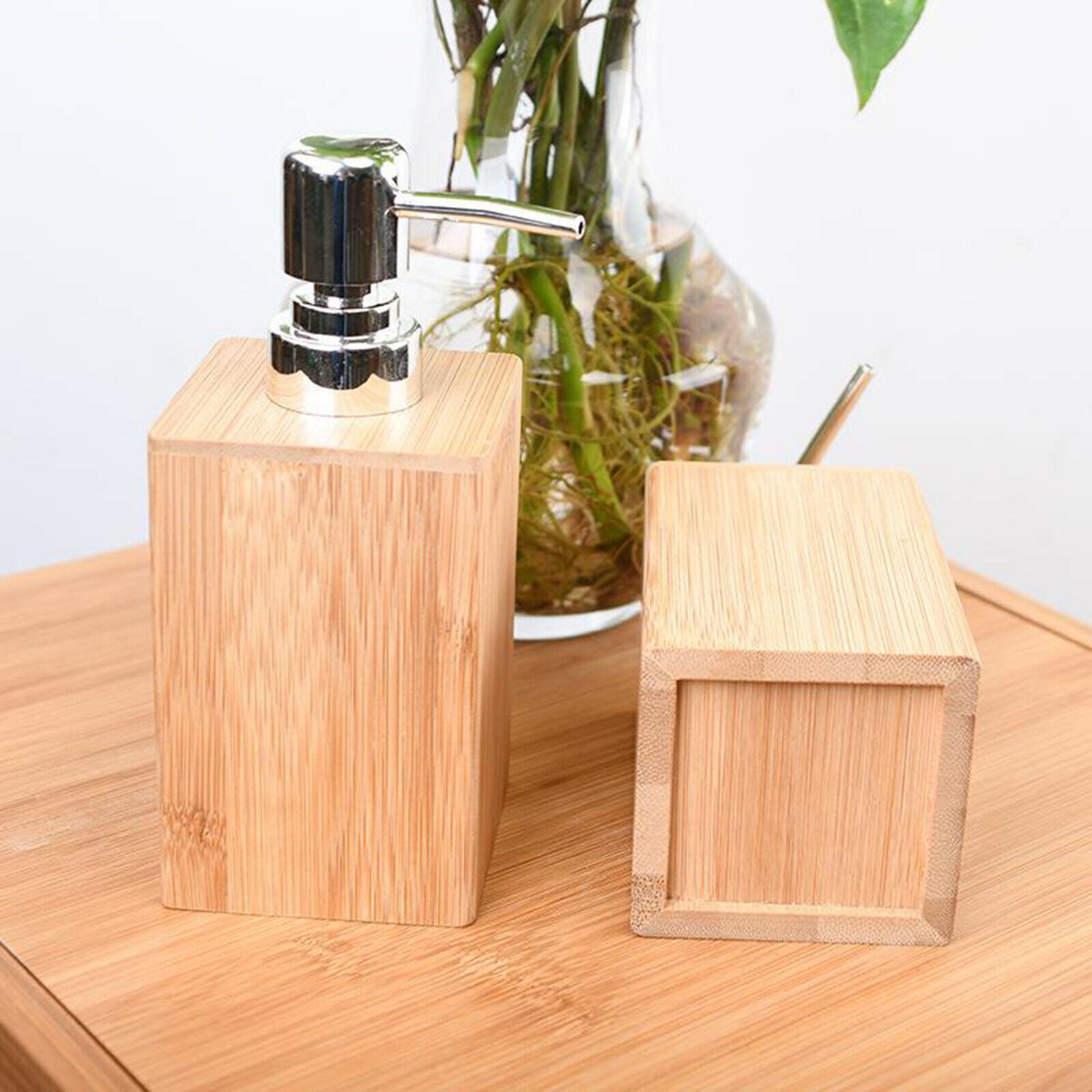 220ml Soap Dispenser Bamboo Hand Lotion Liquid Pump Bottles Shampoo Container