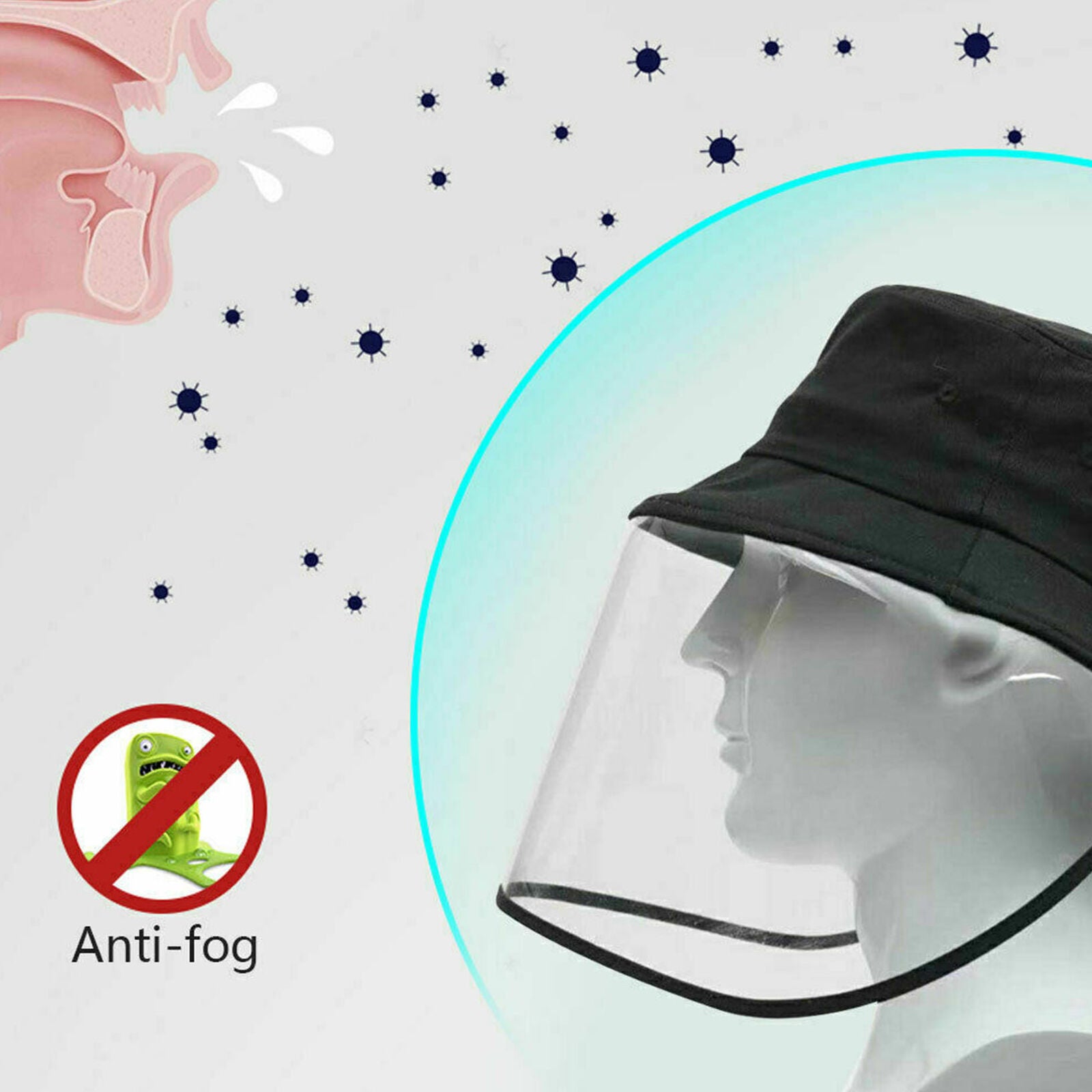 Anti-spitting Protective Cap Cover Safety Fisherman Hat Full Face Splash-Proof