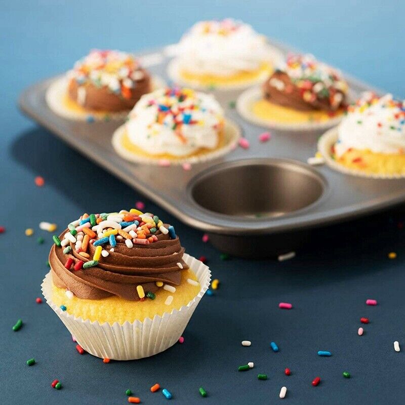 White Standard Cupcake Liners Greaseproof Paper Muffin Baking Cups 400 Pcs B4YY3