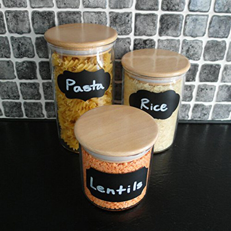 8x Multi Shape Small Chalk Black Board Mason Jar Labels Stickers Chalkboa.l8