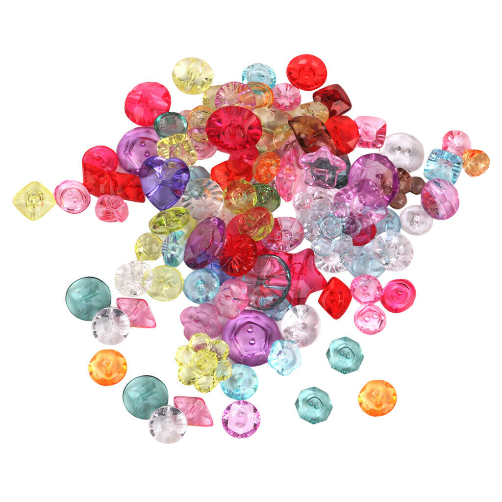 100x Mixed Acrylic Transparent DIY Sewing Buttons Scrapbooking Card Making