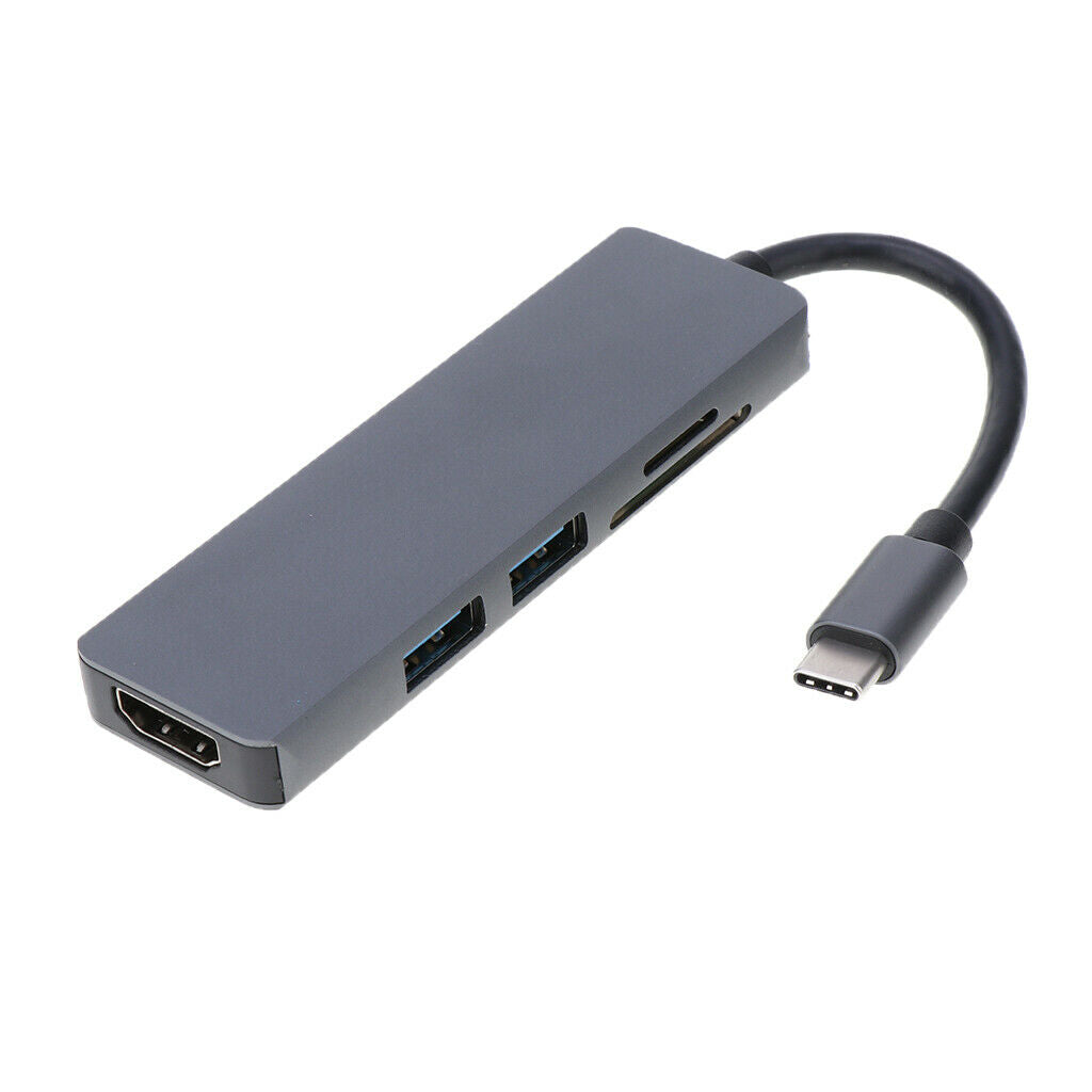 USB C Hub, 5-in-1 USB C Adapter, with 4K USB C to  , SD/TF Card Reader, 2 USB