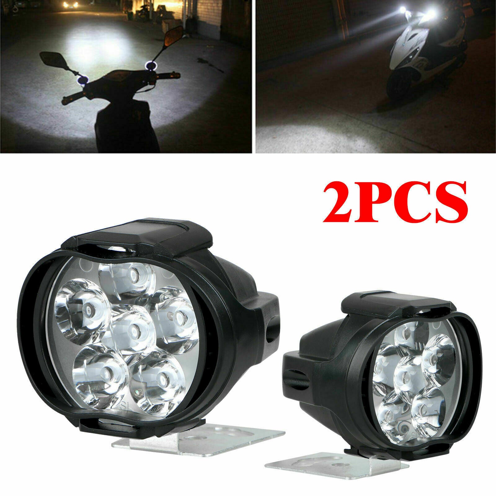 Car Motorcycle Headlight Spot Fog Lights 6 LED Front Head Lamp Waterproof