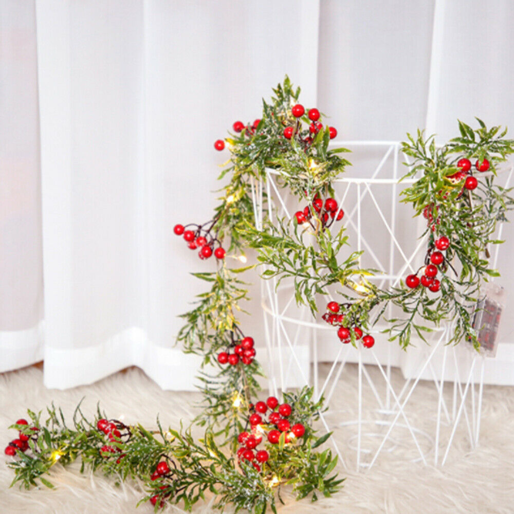 LED Christmas Red Fruit Pine Needle Light String for Indoor Outdoor Party Decor