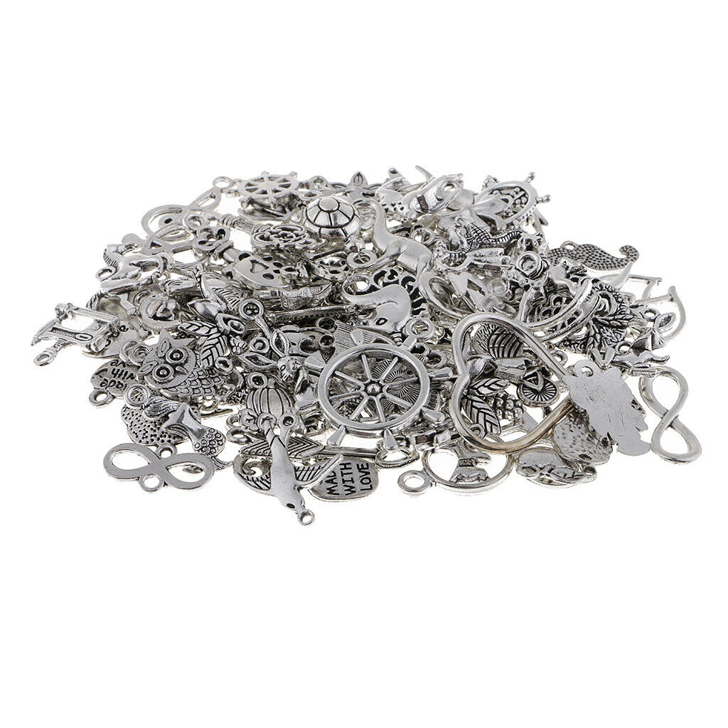 100pcs Assorted Many Style Alloy Charms Pendants Jewelry Making Accessories