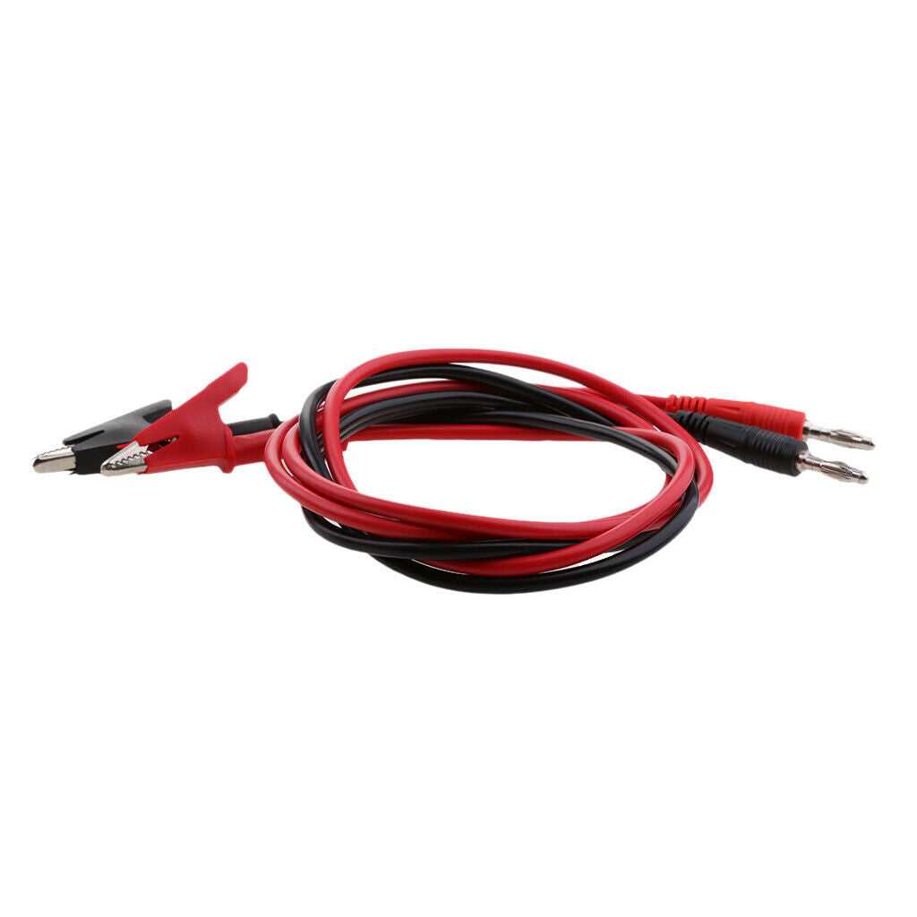 2Pcs 4mm Stackable Banana Plug To Crocodile Clip Lead Cable 100cm