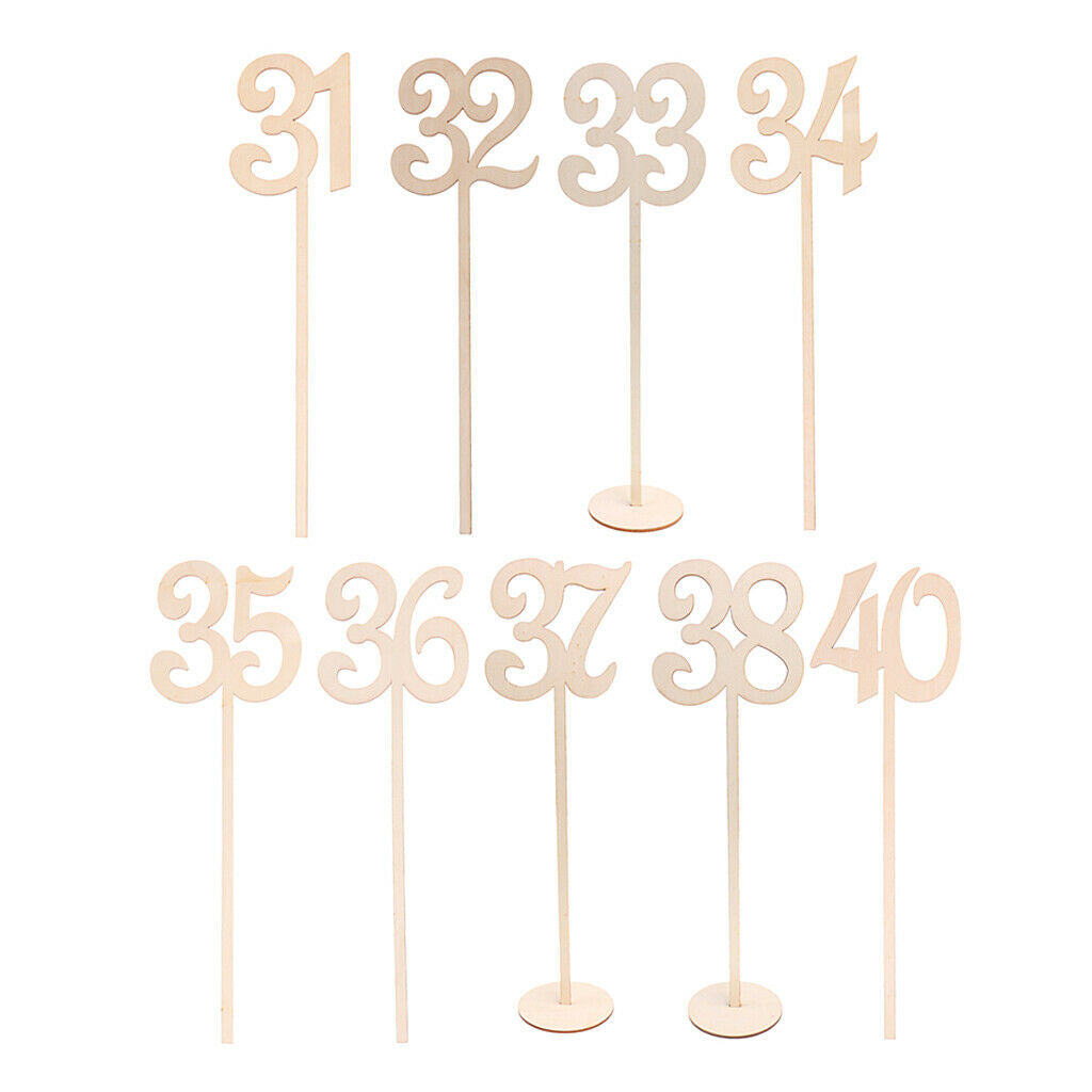 Rustic Wooden Numbers 31-40 Wedding Birthday Party Centerpieces Decoration