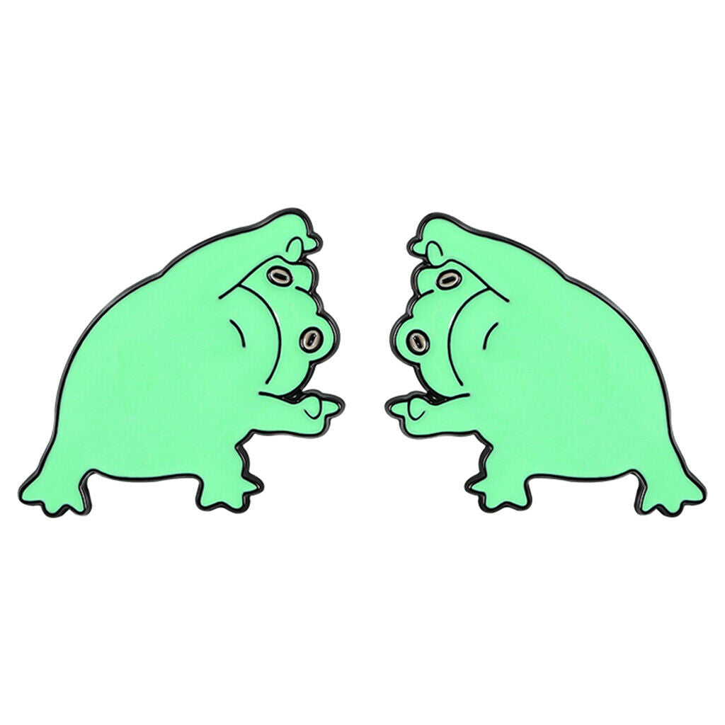 2pcs Cartoon Frog Enamel Pins Pin Badges for Clothing Hat Party Prom Daily