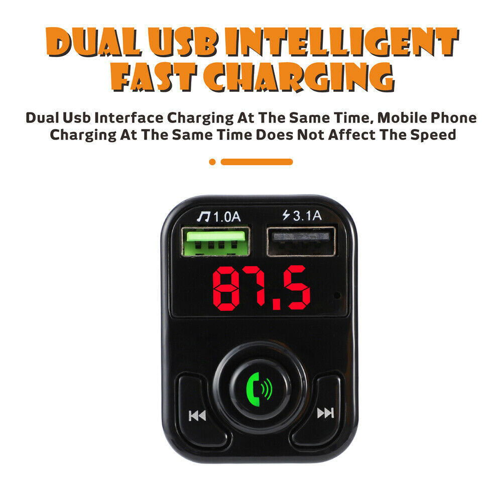 Bluetooth Handsfree Car Kit Car Audio MP3 Player Quick Charge Dual USB Car Charg