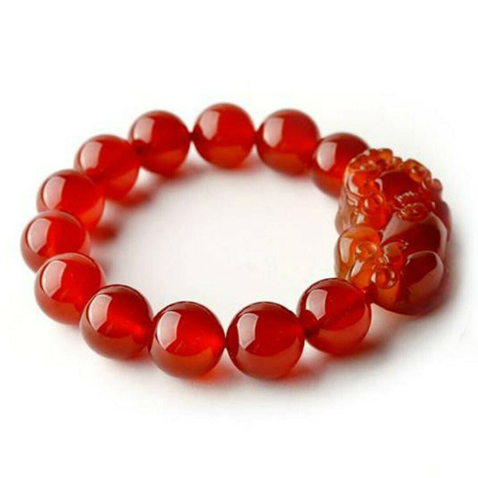 10mm Natural Red Agate Feng Shui Pi Xiu Wealth Bracelet Good Luck Bangle Gifts