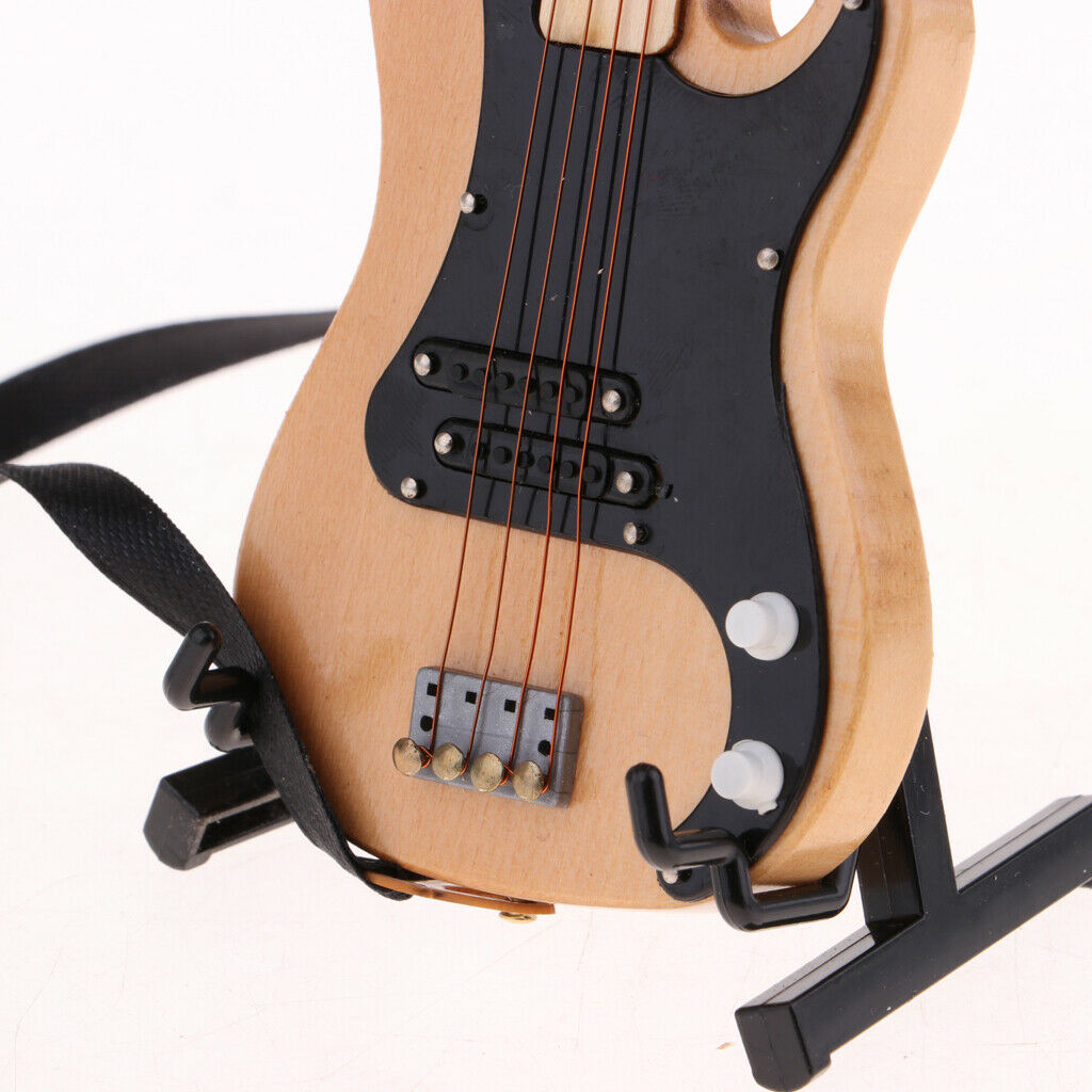 Handmade Wooden Electric -bass with Holder for 1/6 of The Toys
