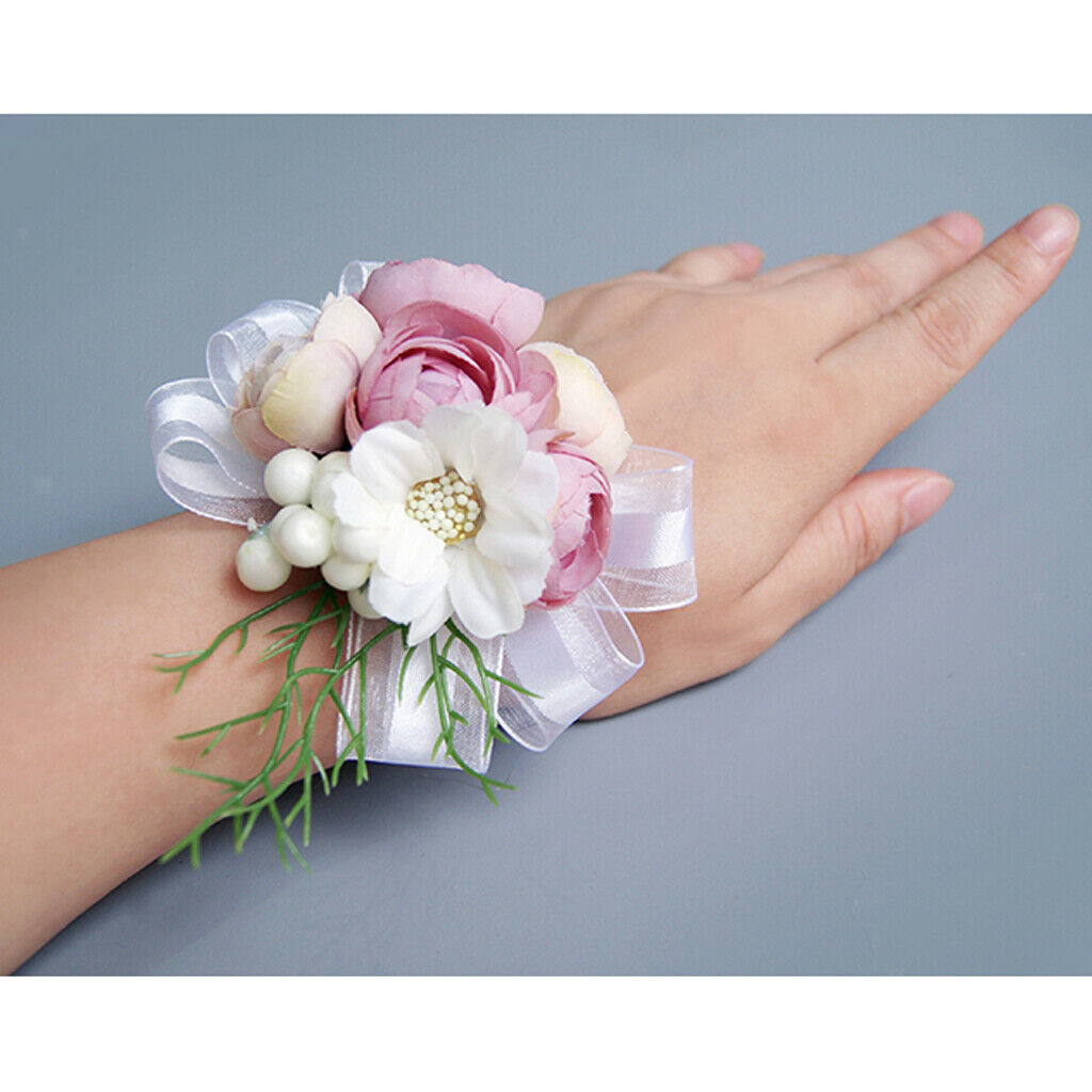 Bridesmaid Wedding Flower Corsage Stretch Bracelet for Fancy Wedding Party