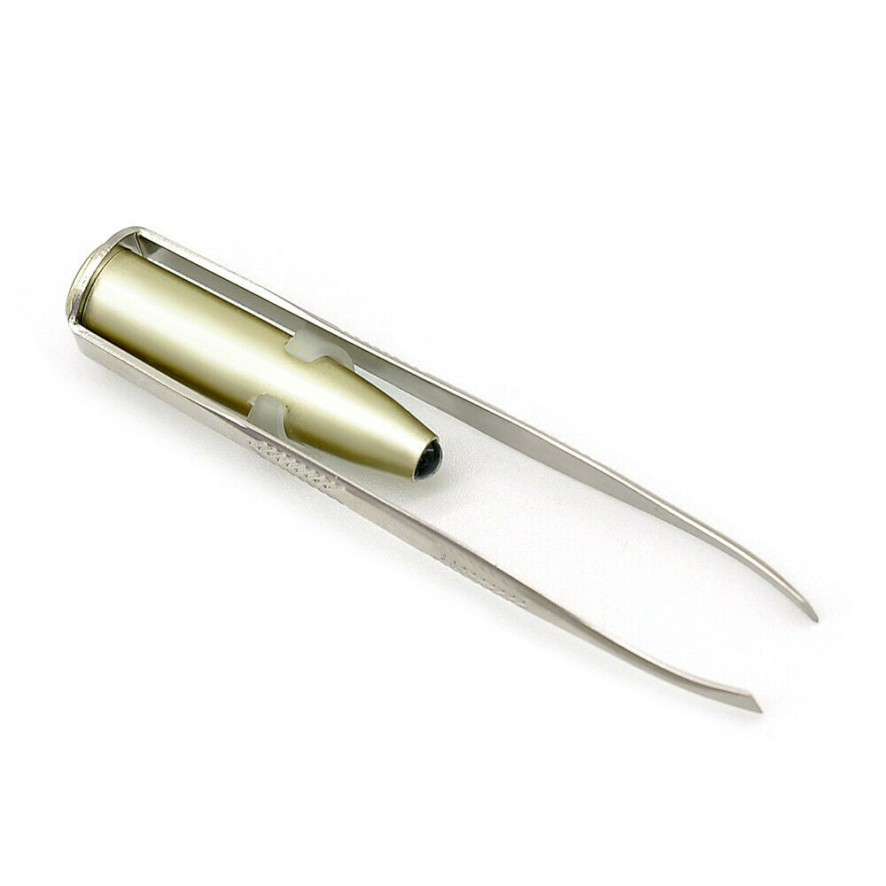Make Up Tool LED Light Eyelash Eyebrow Hair Removal Tweezer Stainless Steel ~