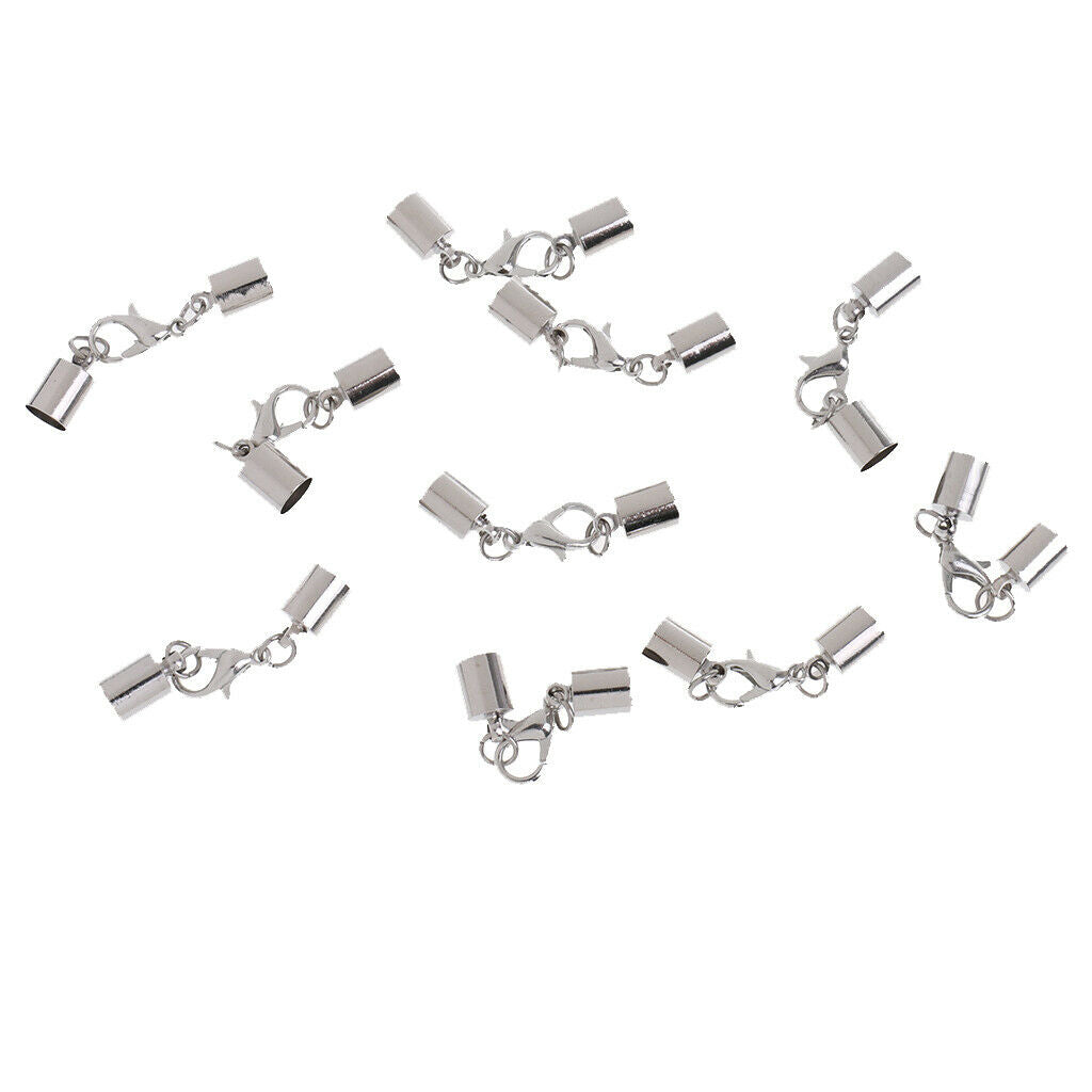 10Pcs Cord End Caps Buckles Lobster Clasps for Necklace Jewelry Findings