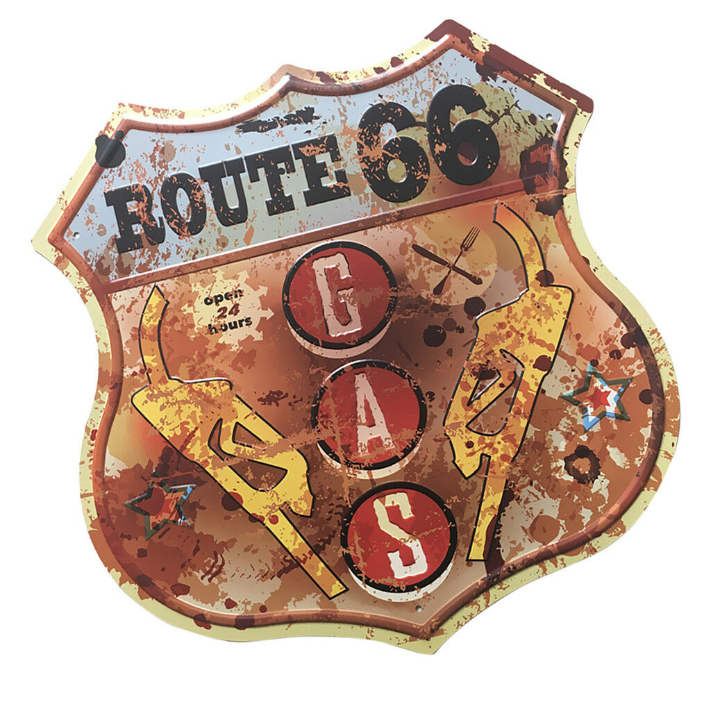 Shield Metal Retro Tin Signs Wall Plaque Pub Bar Man Cave Route 66 US Art 1