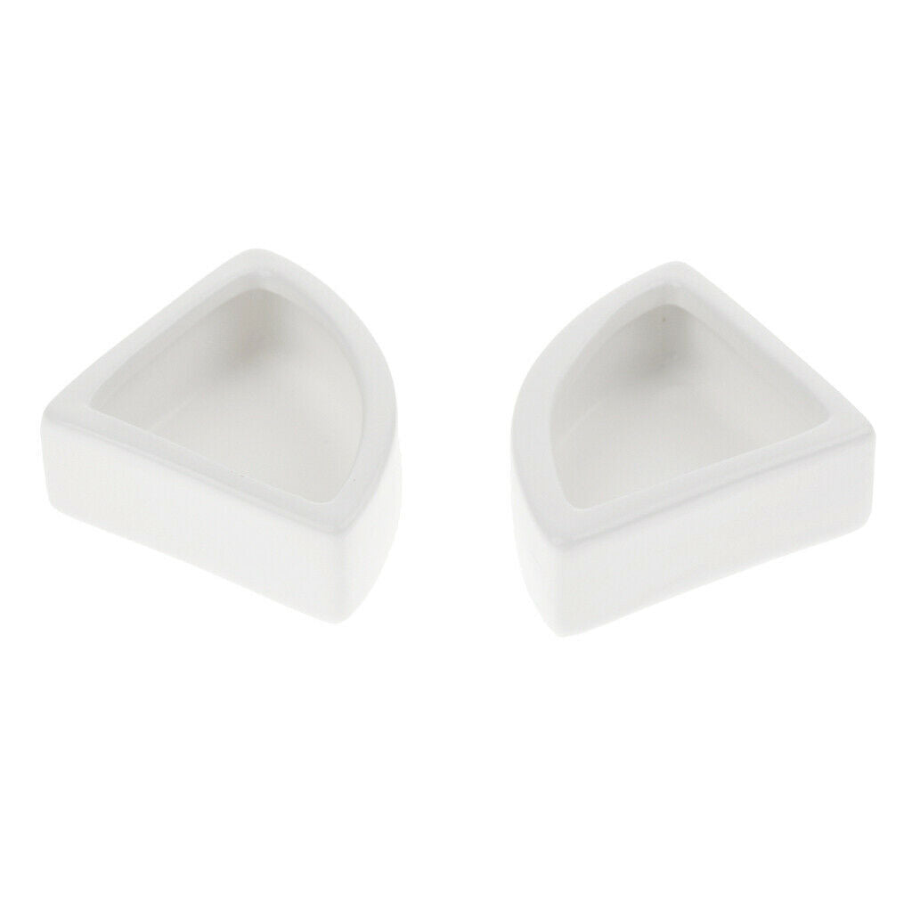 2xReptile Feeder Ceramic Food Bowl Anti-escape Dish For Lizard White Angle M