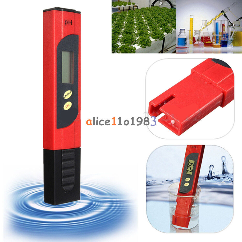 Red Pocket LCD PH Meter Tester Pen Hydroponics Aquarium Pool Water Measure
