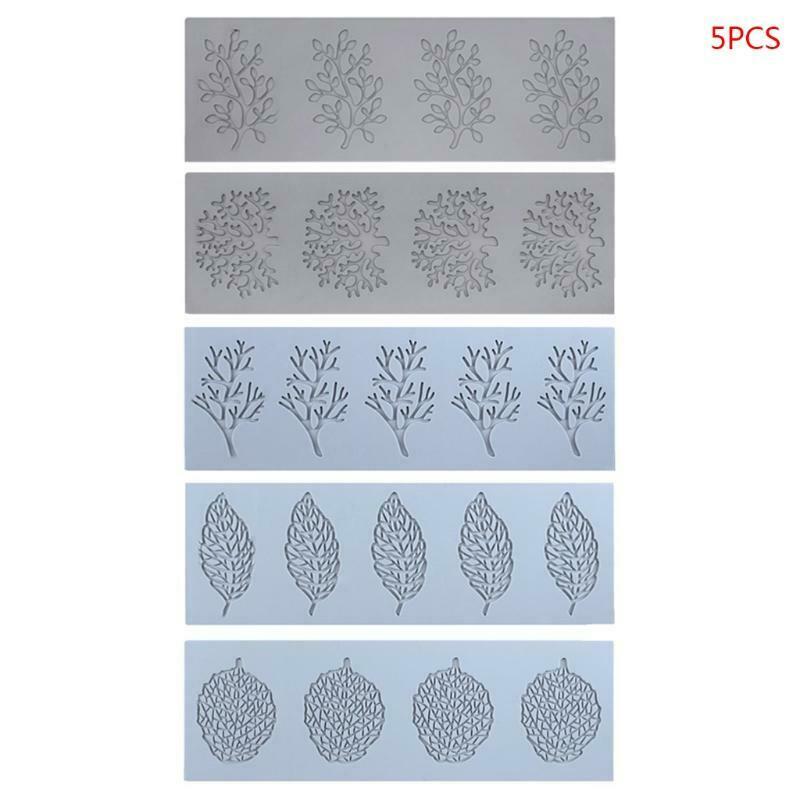 5pcs/set Coral Leaf Lace Mat Cake Mold Sugar Craft Silicone Pad Fondant Mould