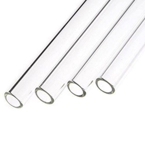 4Pcs Reusable bent Glass Tube Drinking Straw+ Cleaning Brush Clear