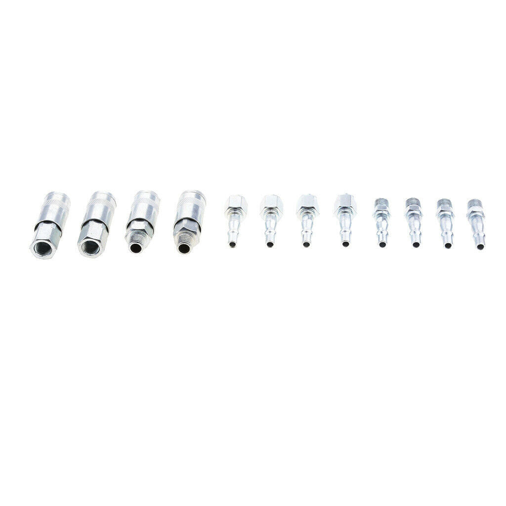 12 Pieces Air Line Hose Compressor Fitting Connector Quick Release 1/4'' BSP
