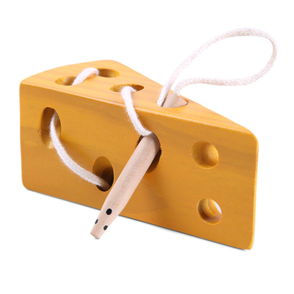 Wooden Montessori Educational Toys Cheese Lacing Game Baby Toddlers Learning