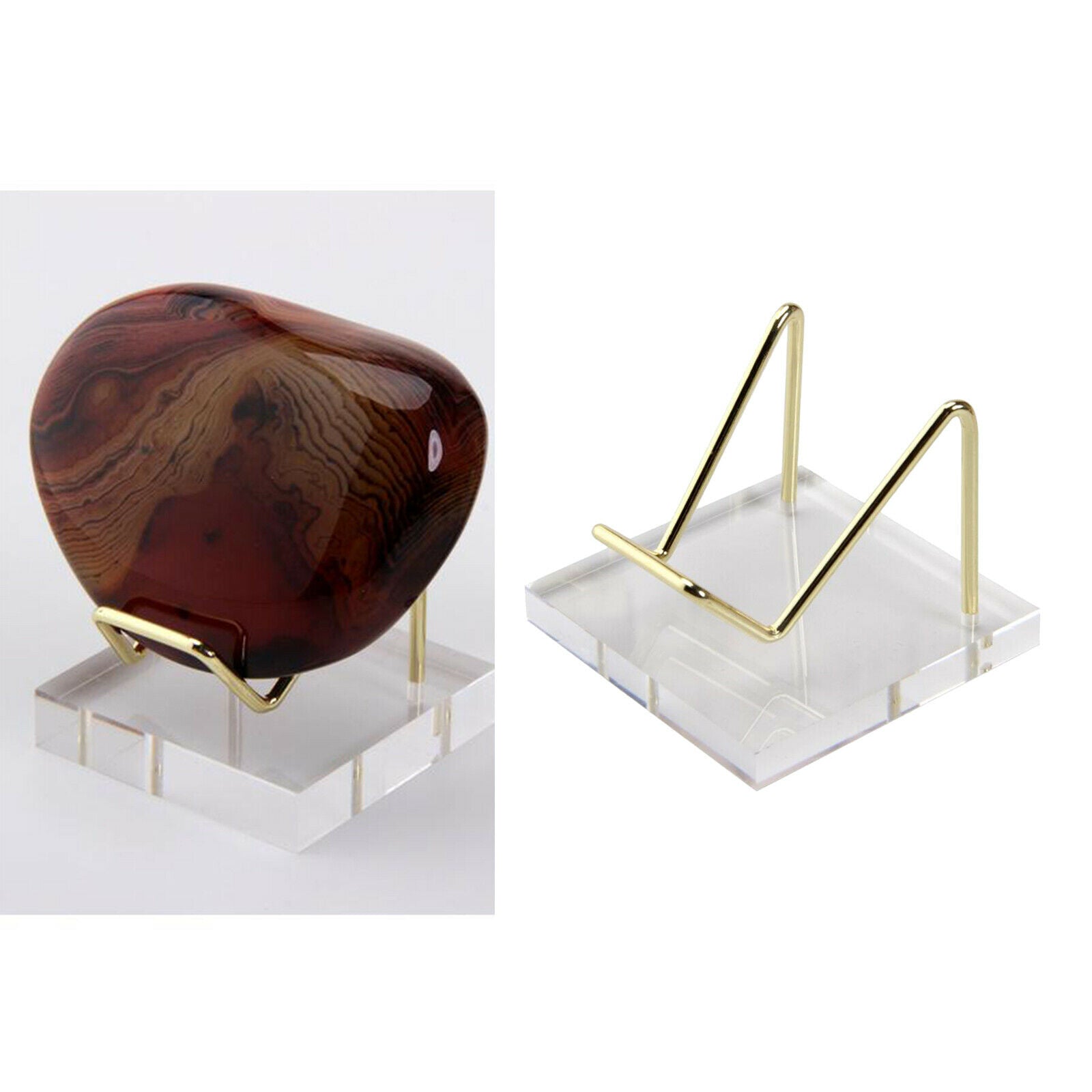 Transparent Acrylic Display Stand Easel for Mineral Fossil Rocks Quartz Medals