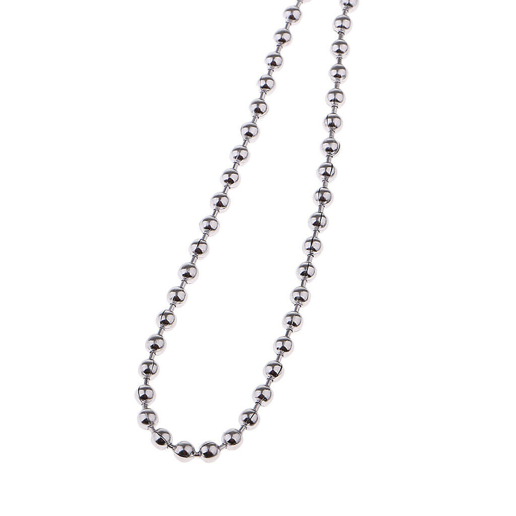 2pcs Stainless Steel Bead Chain Necklace Dog Tag 2.4MM, 23.6 inch, 31.5 inch
