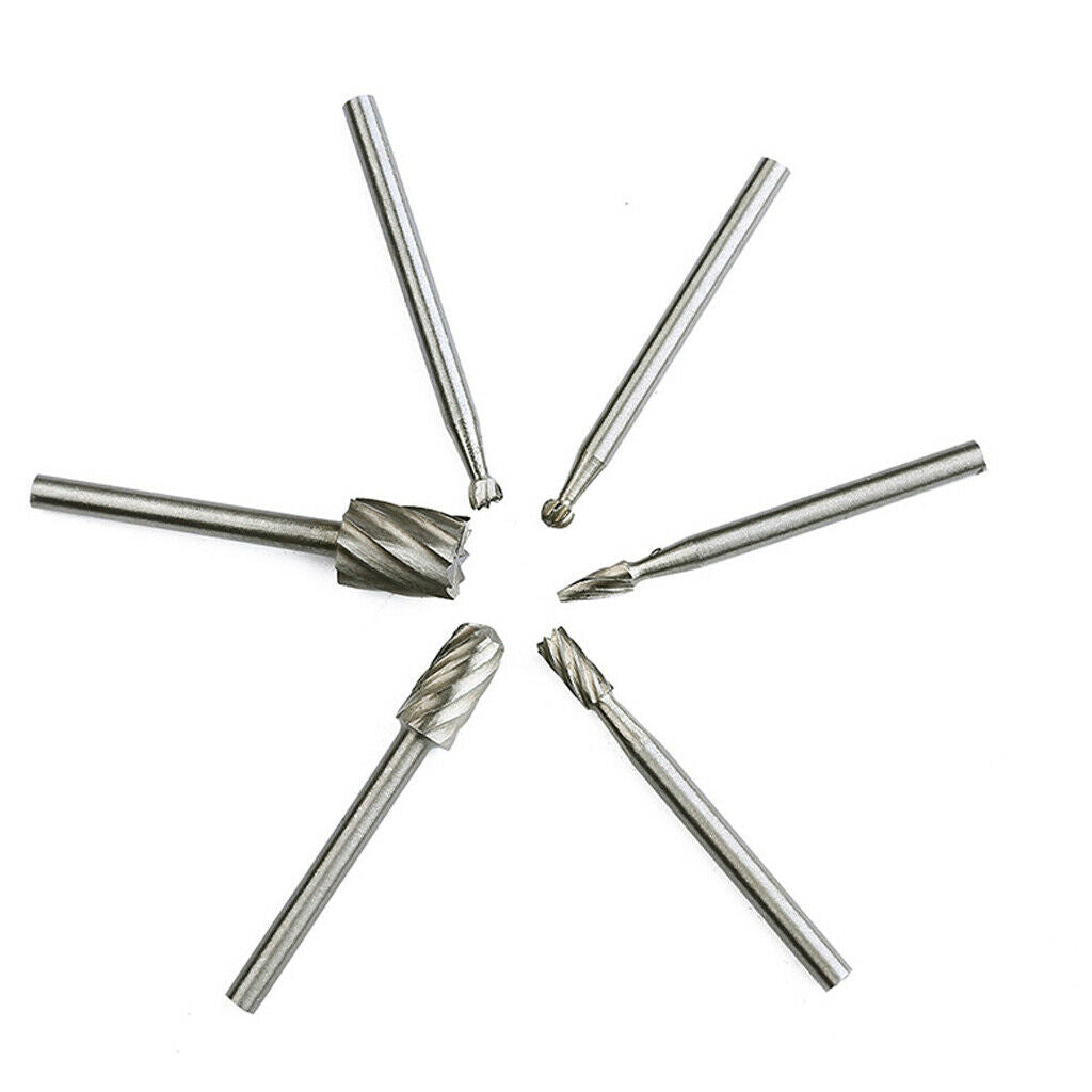 6pieces 1/8 "hss Router Bit Rotary Burr Set Milling Bit Cutting Shaft Tool