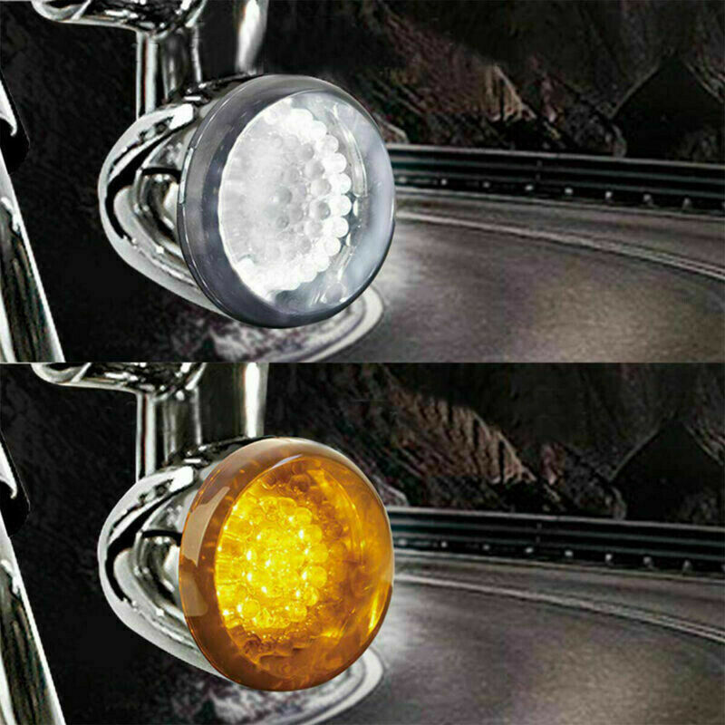 Motorcycle Front LED Turn Signal Indicator Lights Smoke Lens Covers Universal