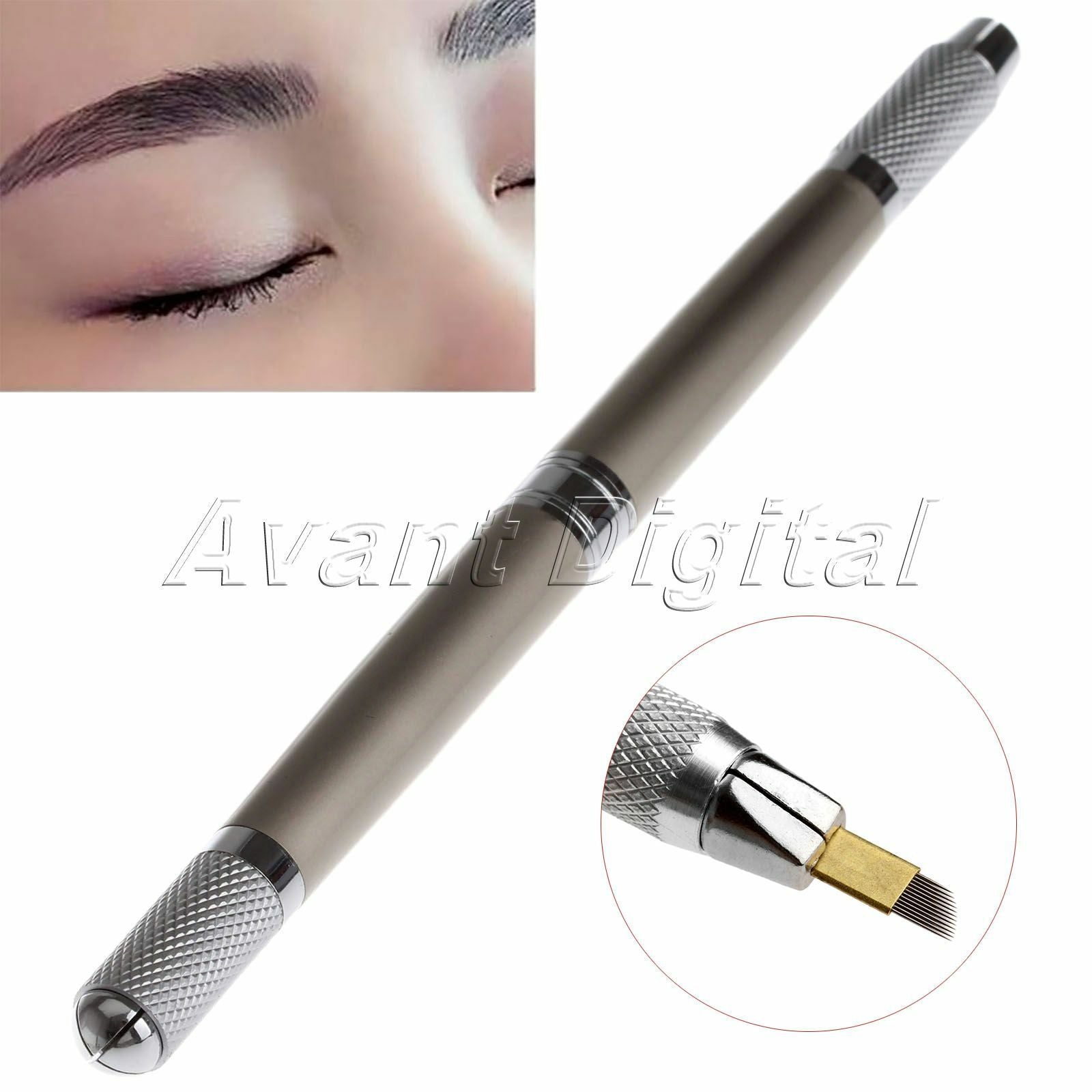 Tattoo Pen Makeup Eyebrow Pen Microblading Pen with 3pcs Needle Heads Eye Tattoo