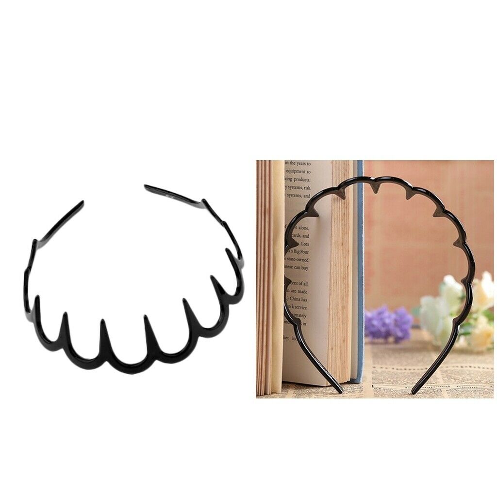2 Pieces Women's Girls Ladies Plastic Hair Band Comb Hoop with Deep Teeth