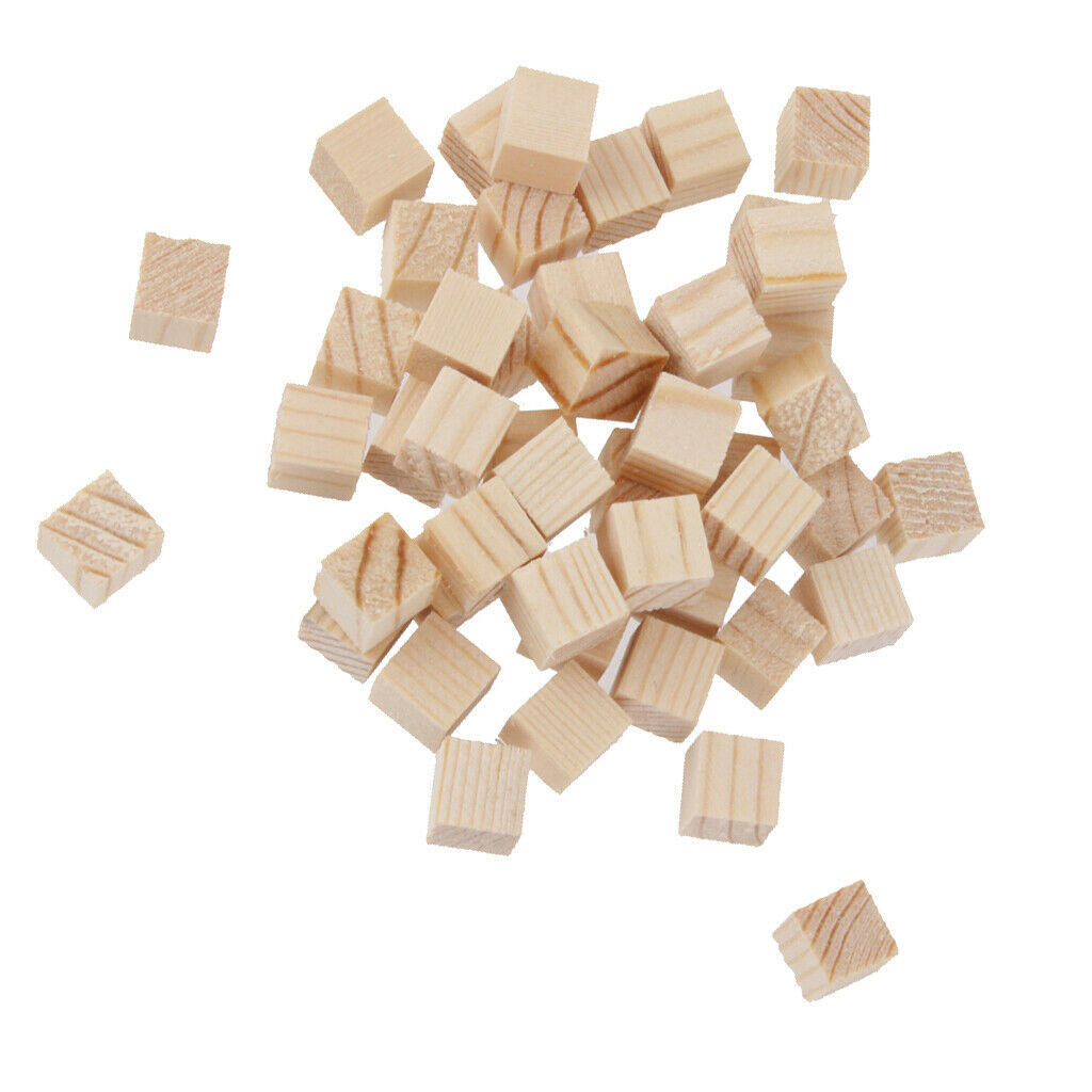 50Pcs Natural Wooden Squre Mini Wood Cubes Embellishment for Craft 10mm
