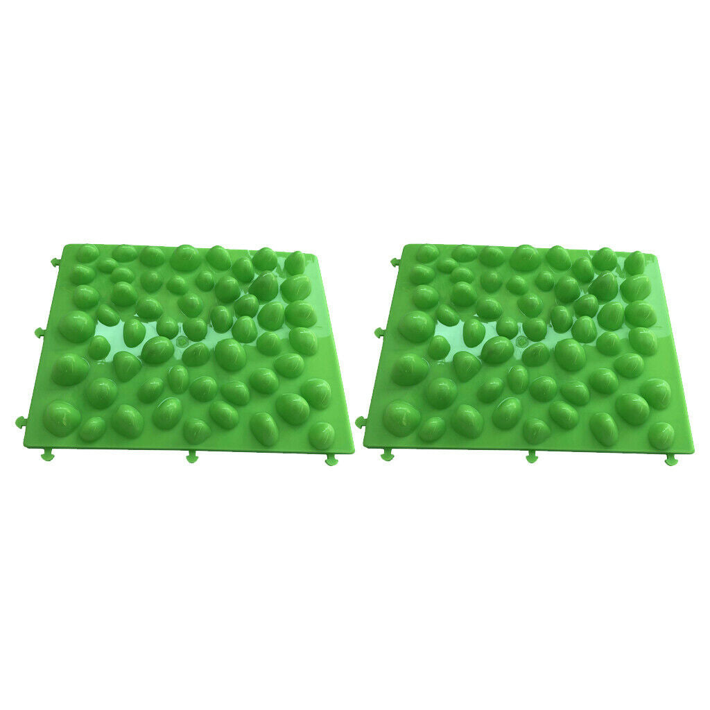 2pc Pebbles Foot Massage Pad Toe Pressure Plate Shiatsu Blanket Yg Mat Green