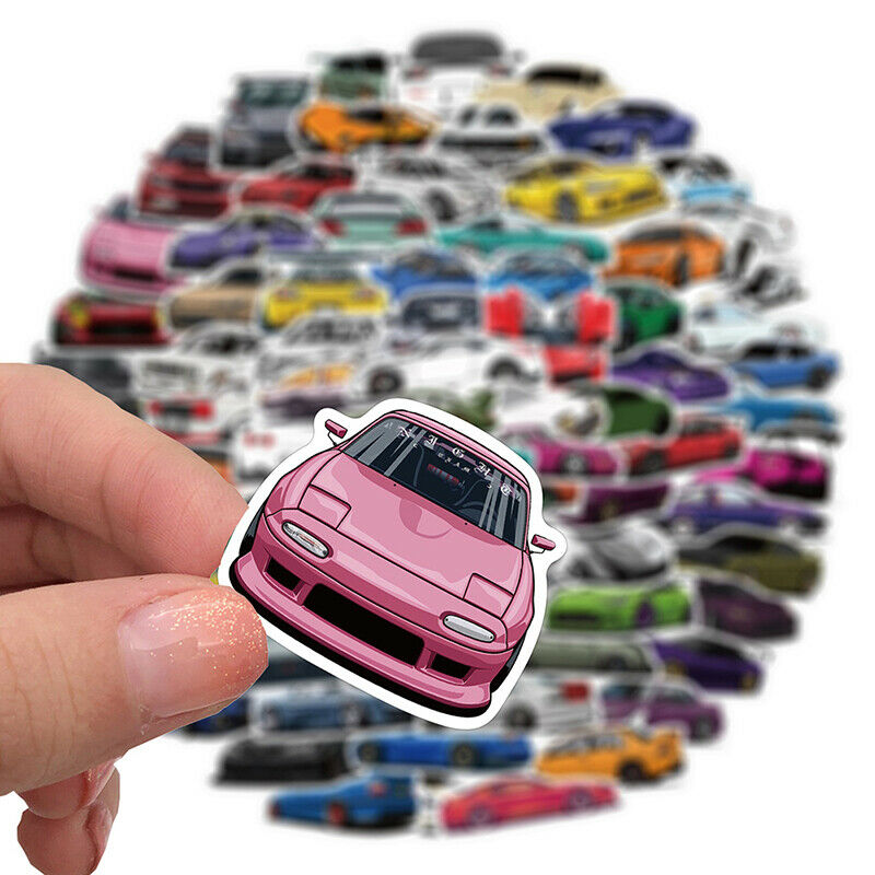 50pc Cartoon Modified Performance Car Stickers Snowboard Laptop Luggage G.l8