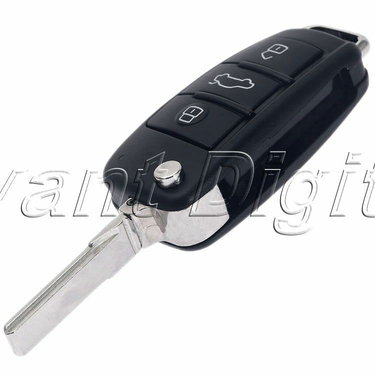 Black Folding Flip Remote Key Fob Shell Case For  A2 A3 A4 A6 A6L A8 TT