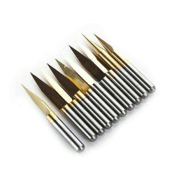 10pcs Titanium Coated Carbide PCB Engraving CNC Bit Router Tool 40 Degree 0.2mm