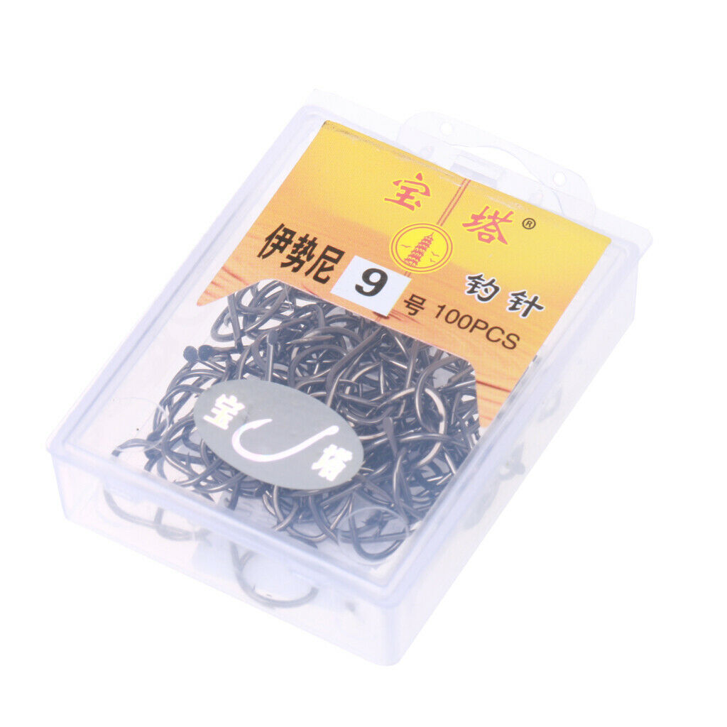 100pc High Carbon Fishhook Steel Black Saltwater Fishing Hook 16 X 8mm