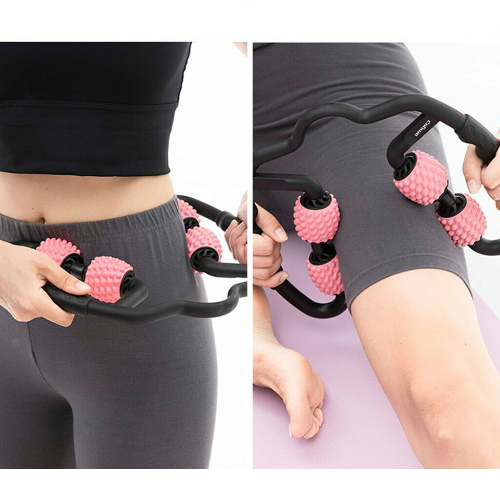 2 Pieces Portable Roll Wheel Massager Neck Full Body Muscle Stress Relief