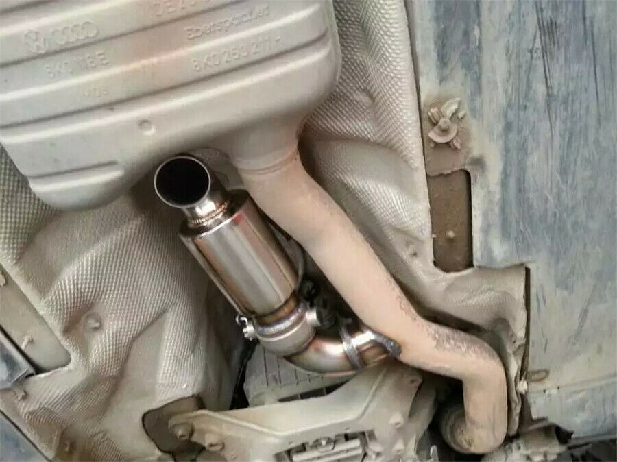 2 Inch Round Car Exhaust Pipe Sound Tuning Muffler Polished Bent Downpipe Branch