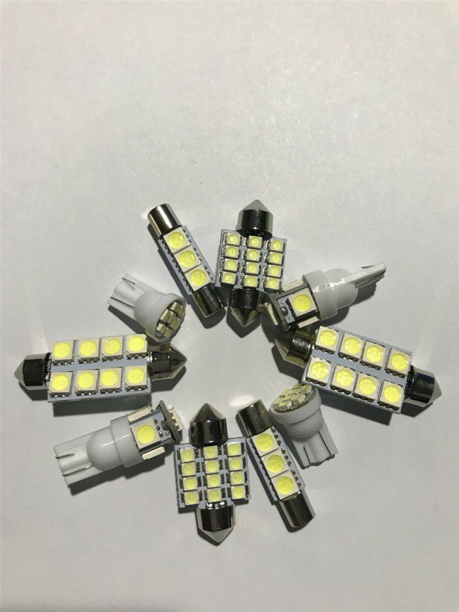 10x Car Light Bulbs Xenon White LED Dome Map Door Glove Box License Plates Bulb