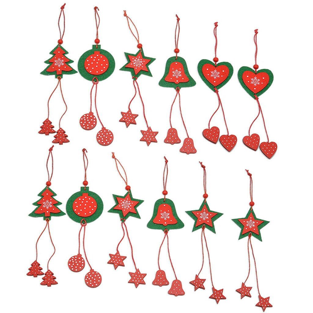 12x Non-Woven Christmas Tree Ornament Star Heart Charming Style Captivating DIY