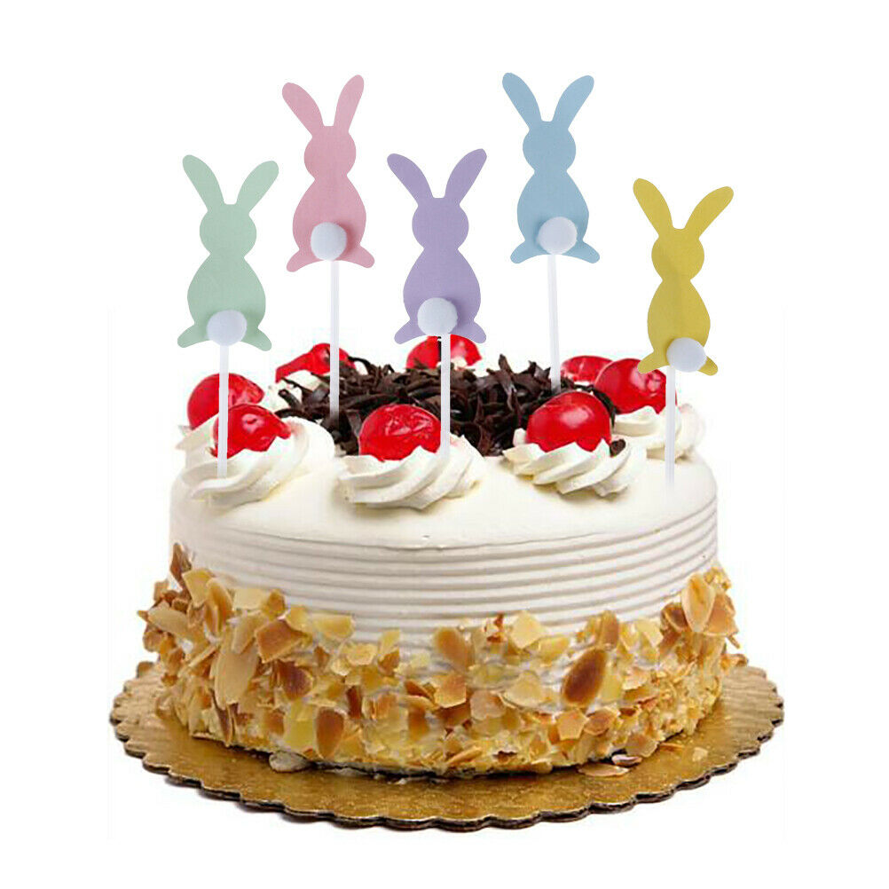 5pcs/set easter bunny eggs trees long ears rabbit cake toppers party suppl.l8