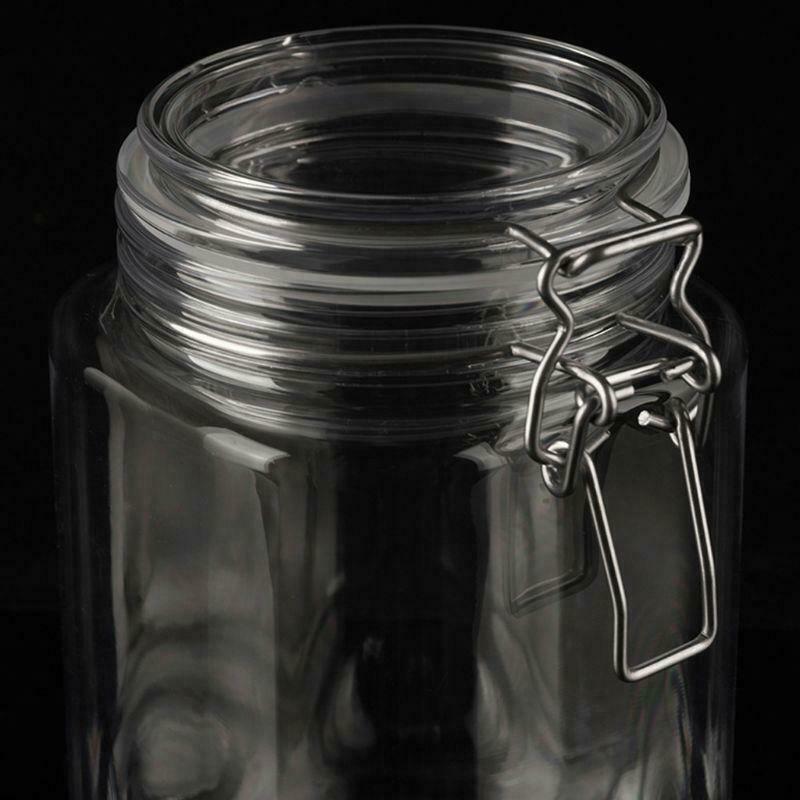 1250ML Plastic Square Clip Top Storage Jar With Airtight Seal Lid Food Container